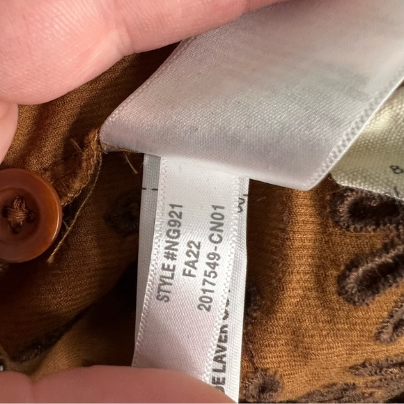 Madewell Embroidered Eyelet Corduroy Tie-Sleeve Top Size Medium Western Boho - Picture 11 of 11